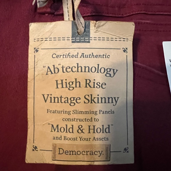 Democracy Wine High Rise Vintage Skinny Pant  Ab Solutions pant - Picture 2 of 5